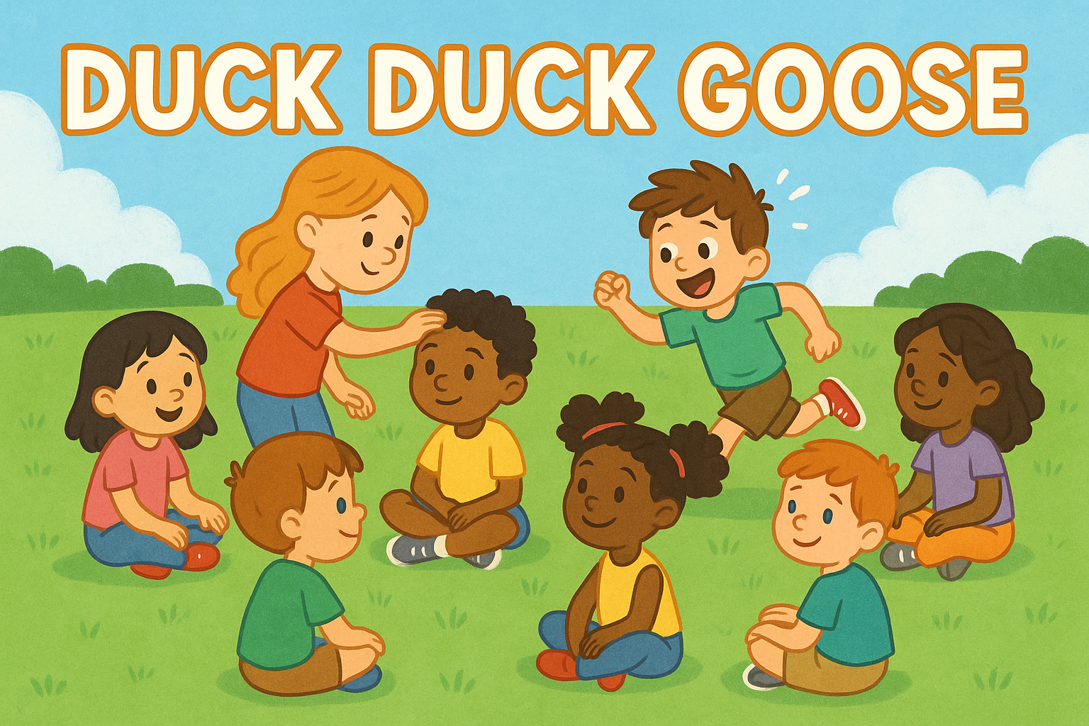 Cartoon image of the game "Duck Duck Goose"