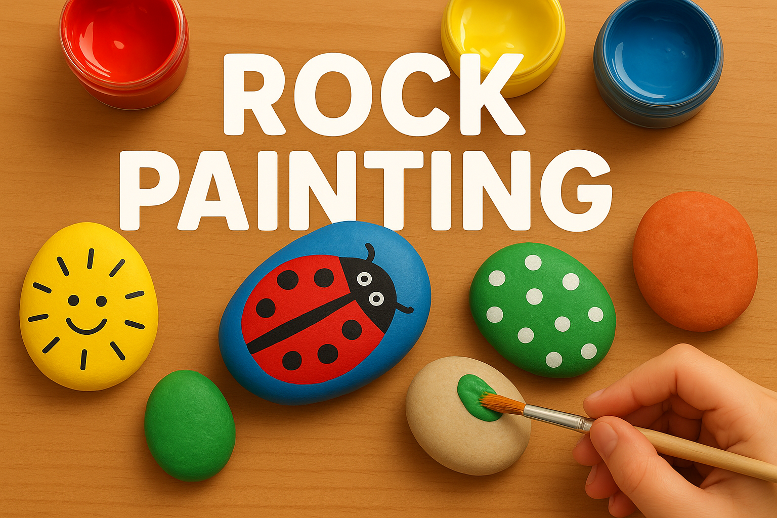 Image of rocks being painted in vibrant colours