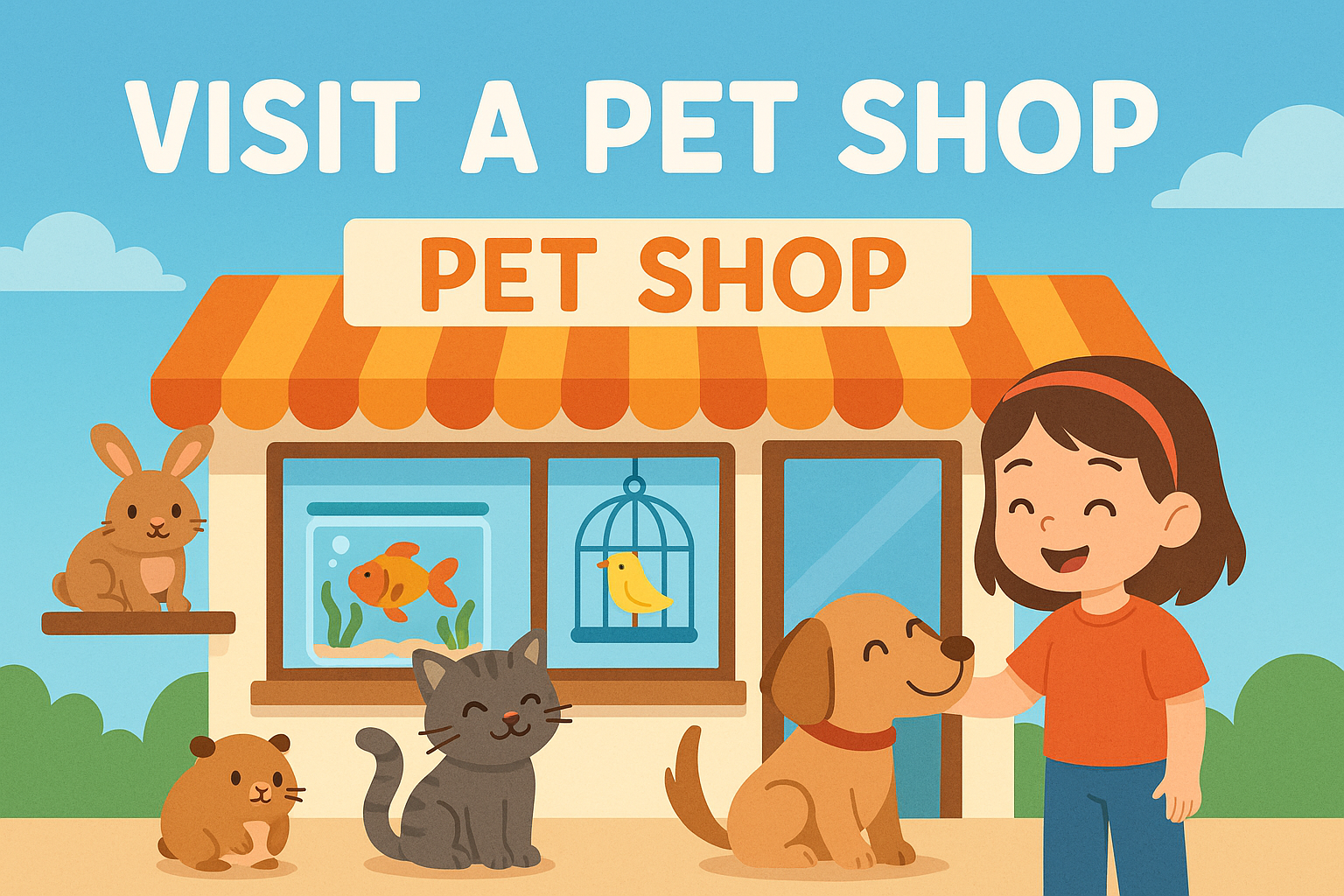 Cartoon image of a pet shop