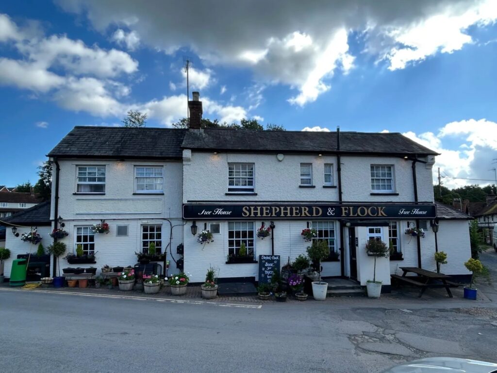 A photo of a pub called "Shepherd & Flock"