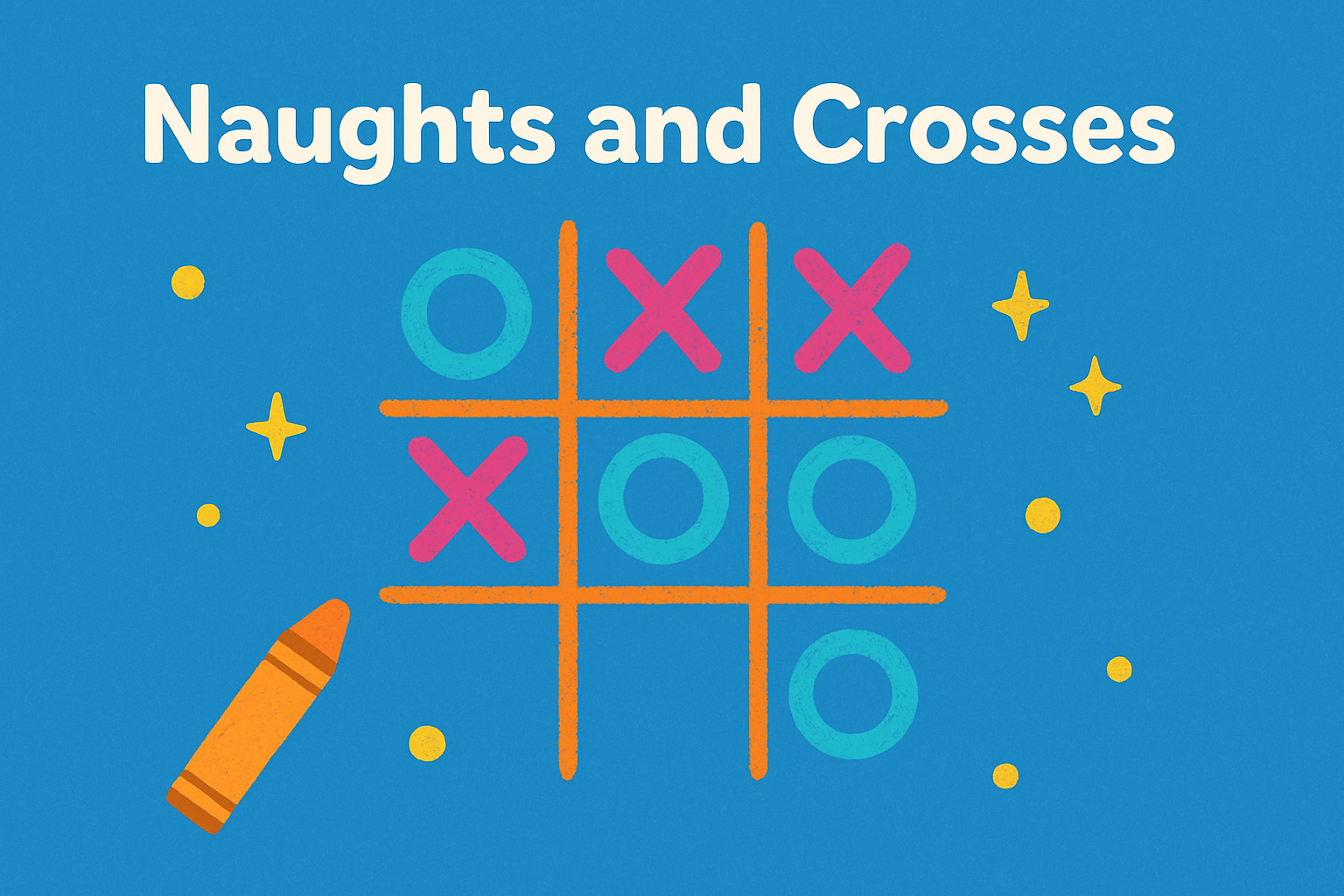 Cartoon image of naughts and crosses game