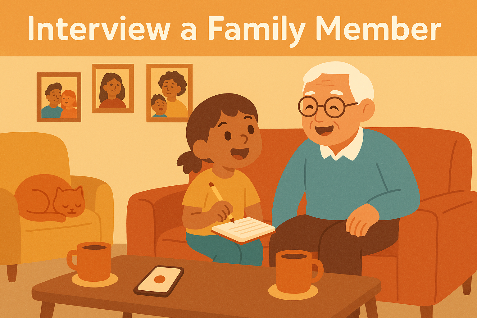Girl interviewing an older relative