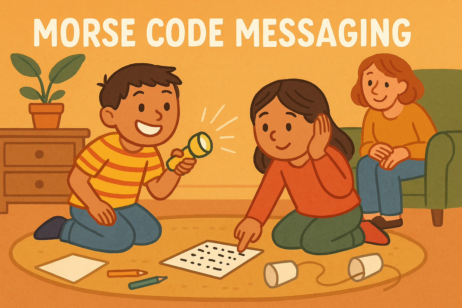 Kids sending messages with Morse Code